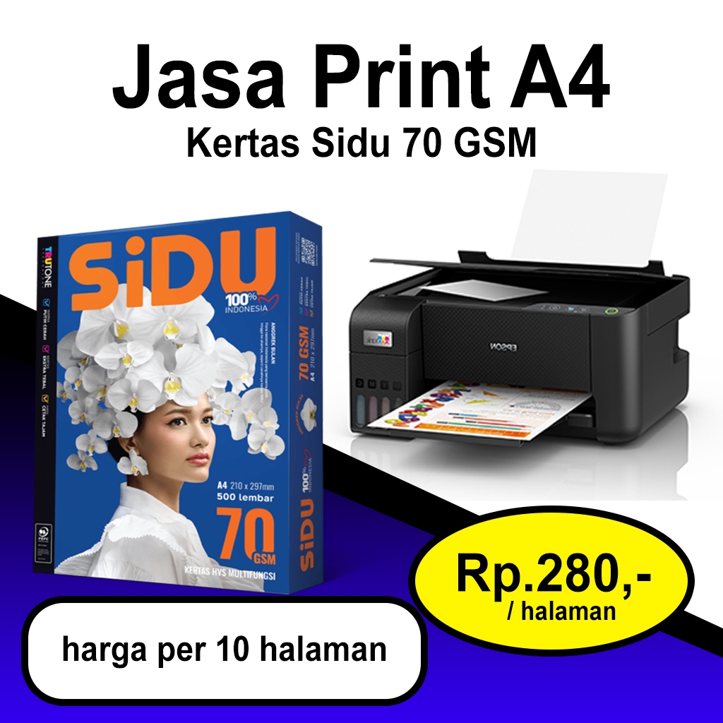 

PRINT / CETAK HVS A4 70 GSM 10 HALAMAN- KERTAS HVS 70 GSM SIDU - JASA PRINT