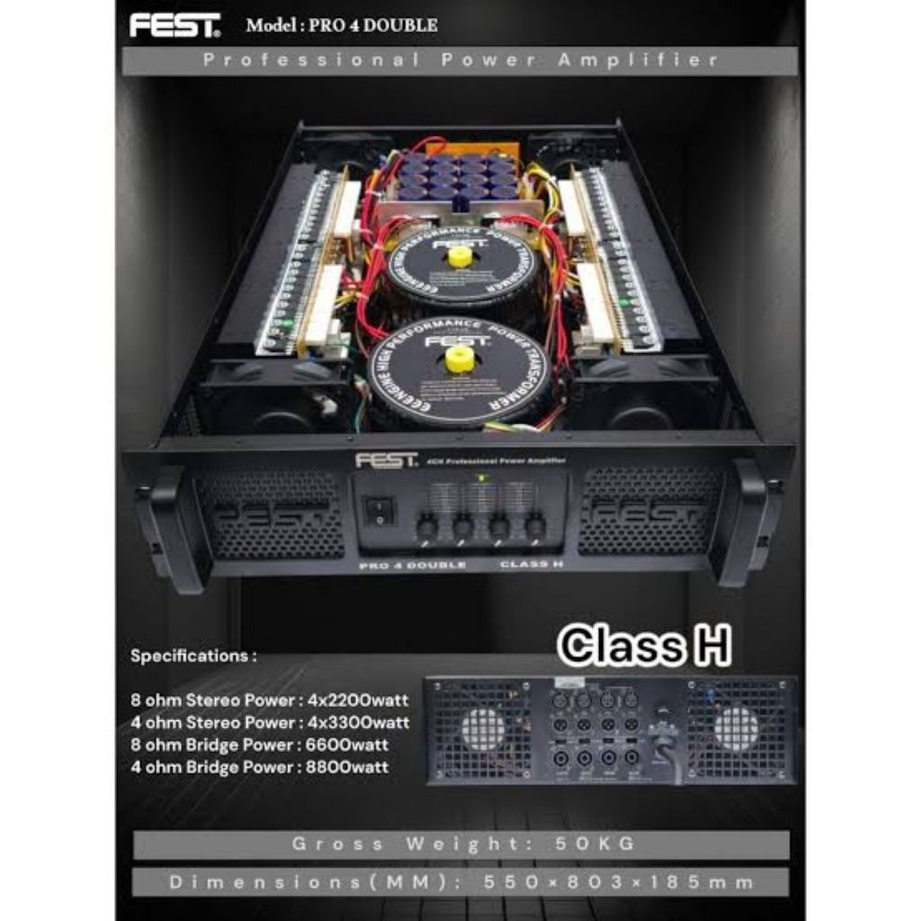 POWER AMPLI FEST 4 CHANNEL PRO 4 DOUBLE ORIGINAL SUPER WATT BESAR PRO4 DOUBLE