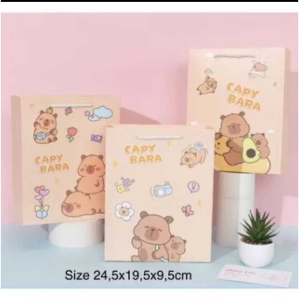 

Paper Bag Premium Karakter kartun CapyBara Lucu uk M & L/ Paper Bag Kado