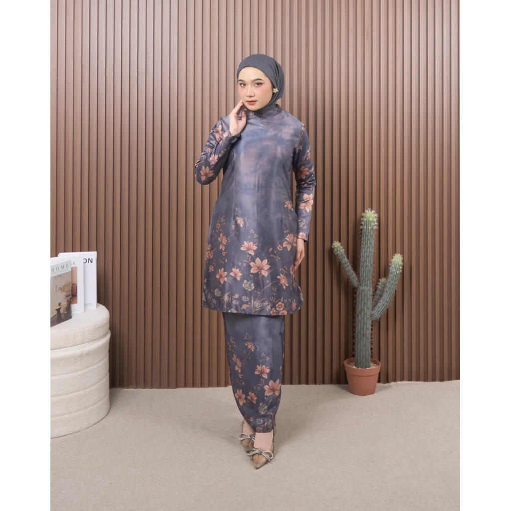 FAMYS - SETELAN ROK MALAY SILK MOTIF MELAYU SATIN KURUNG ARABELLA SET 018433