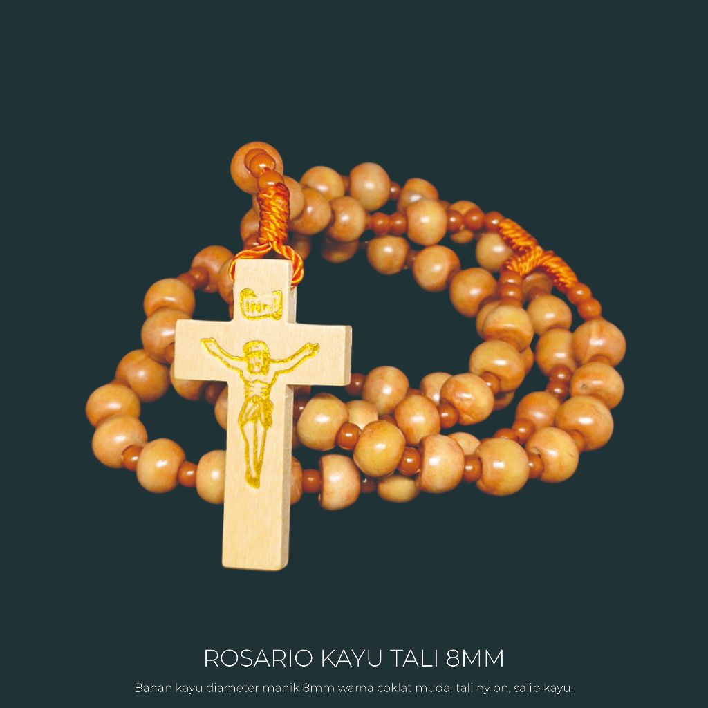 Rosario Kalung Kayu Tali 8MM