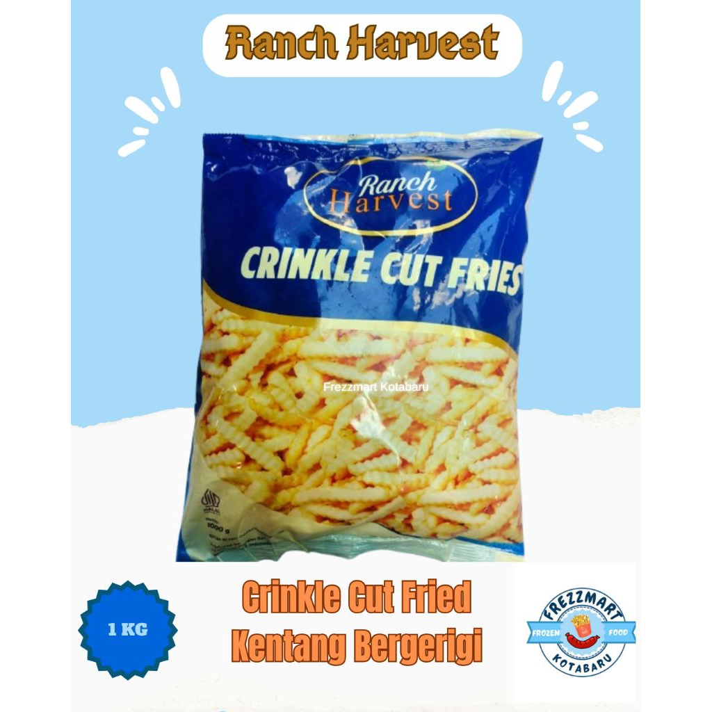 

RANCH HARVEST Crinkle Cut Fries / Kentang Bergerigi / Kentang Goreng / Kentang Beku / Fries Potato 1 KG Halal Frozen Food Fresh Pontianak - Frezzmart Kotabaru