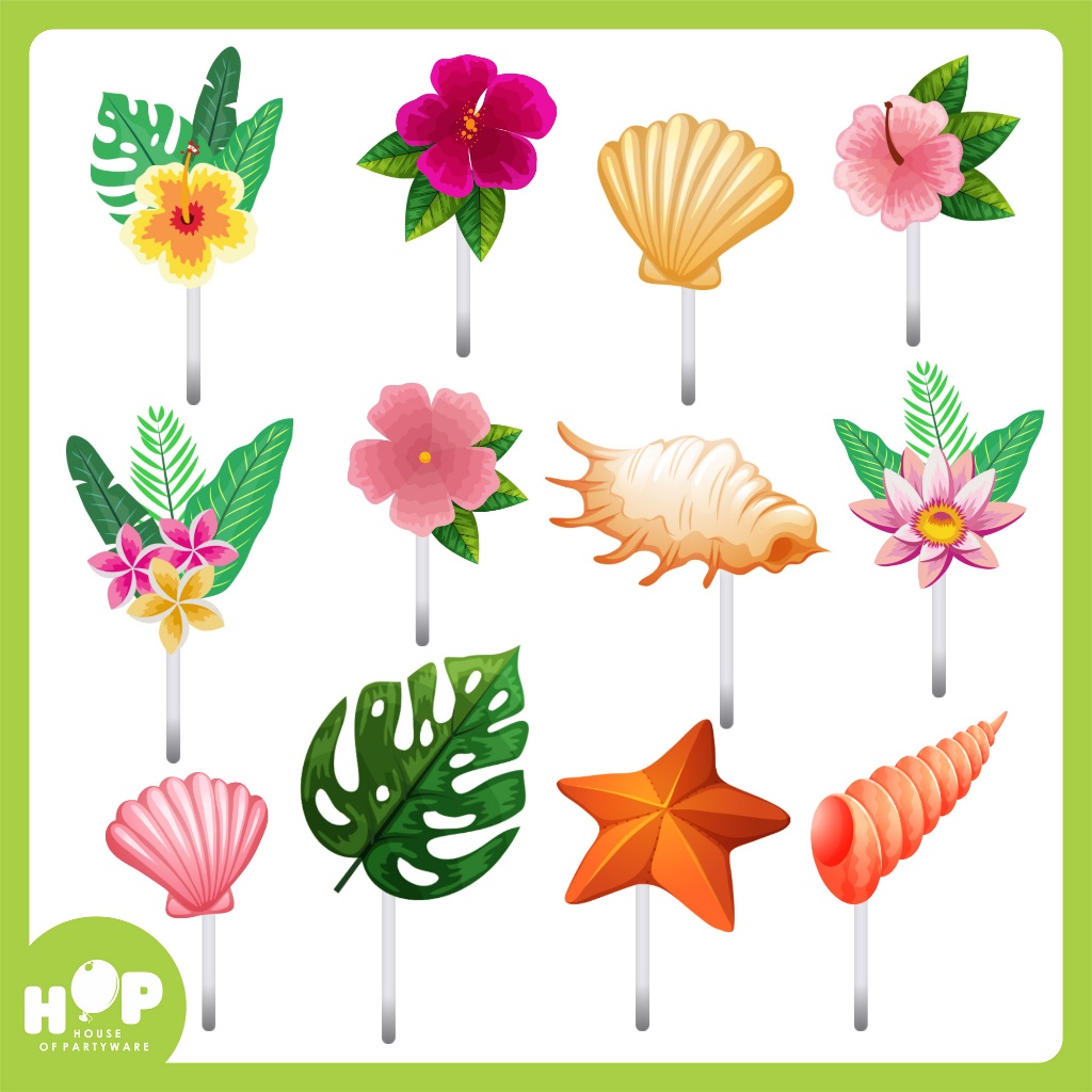 Cake Topper Flower & Shell / Hiasan Kue Ulang Tahun Tumpeng / Bunga dan Kerang
