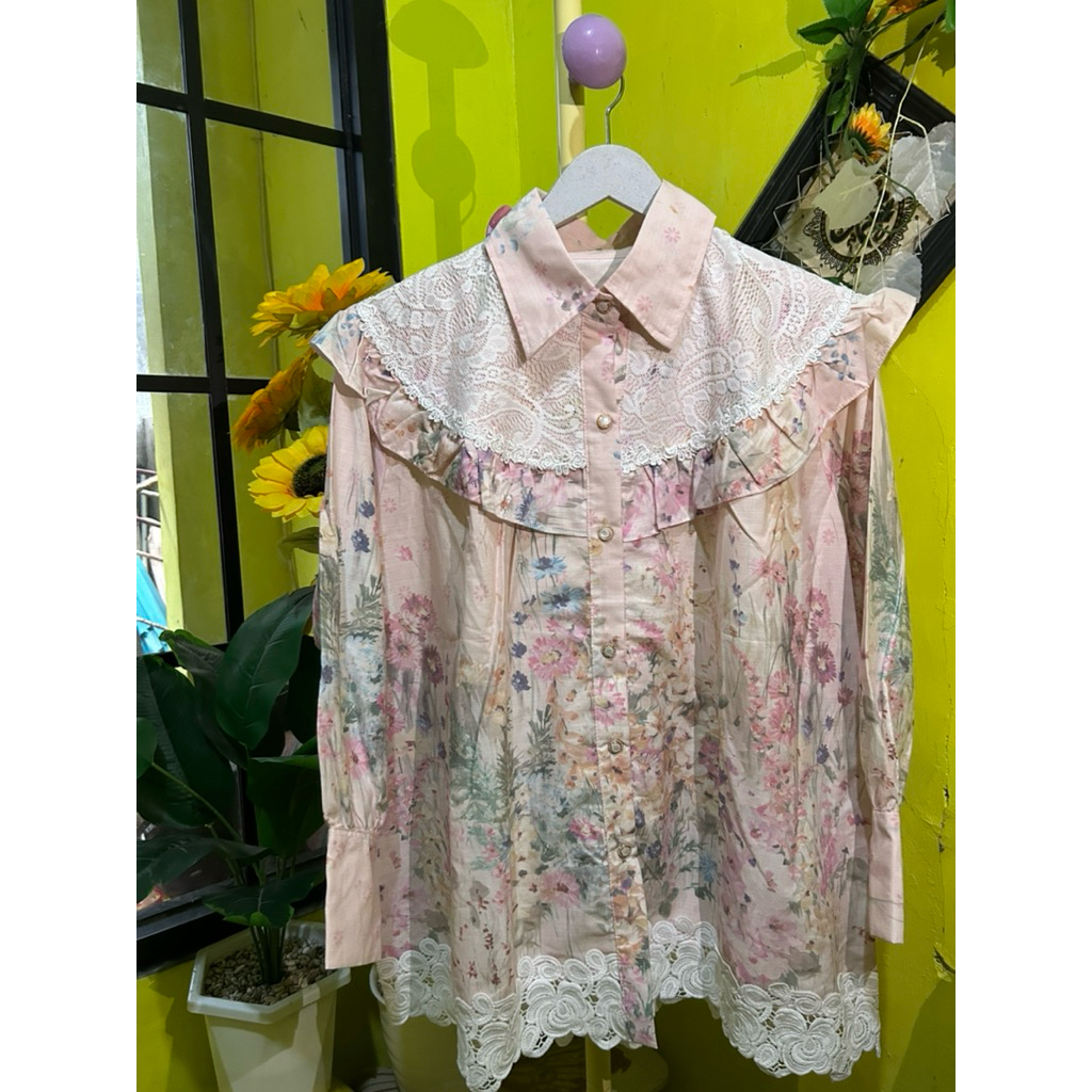 KEMEJA MEIJIWANG RENDA PINK