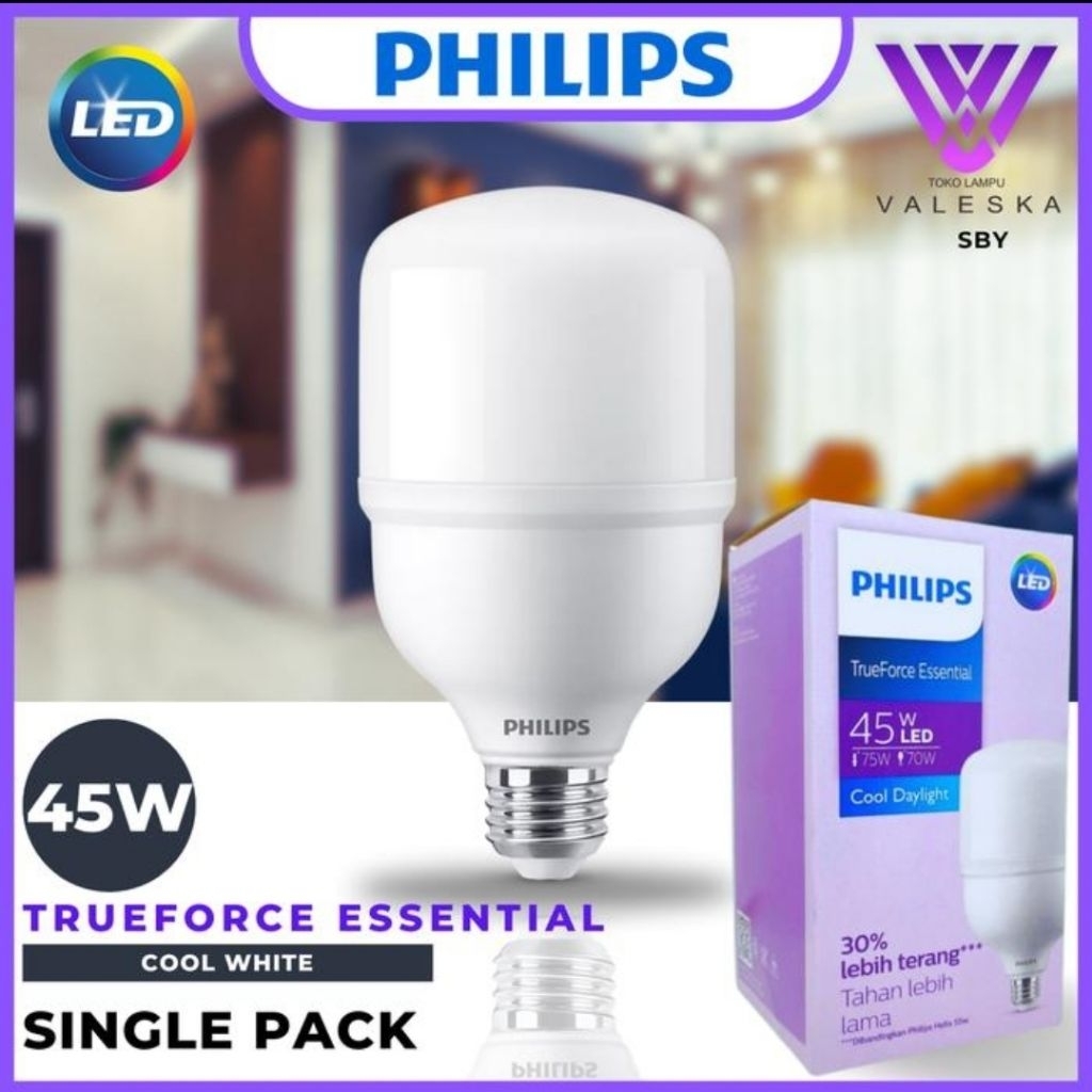 Lampu led Philips 45 watt putih. Essemtial led 45 w.