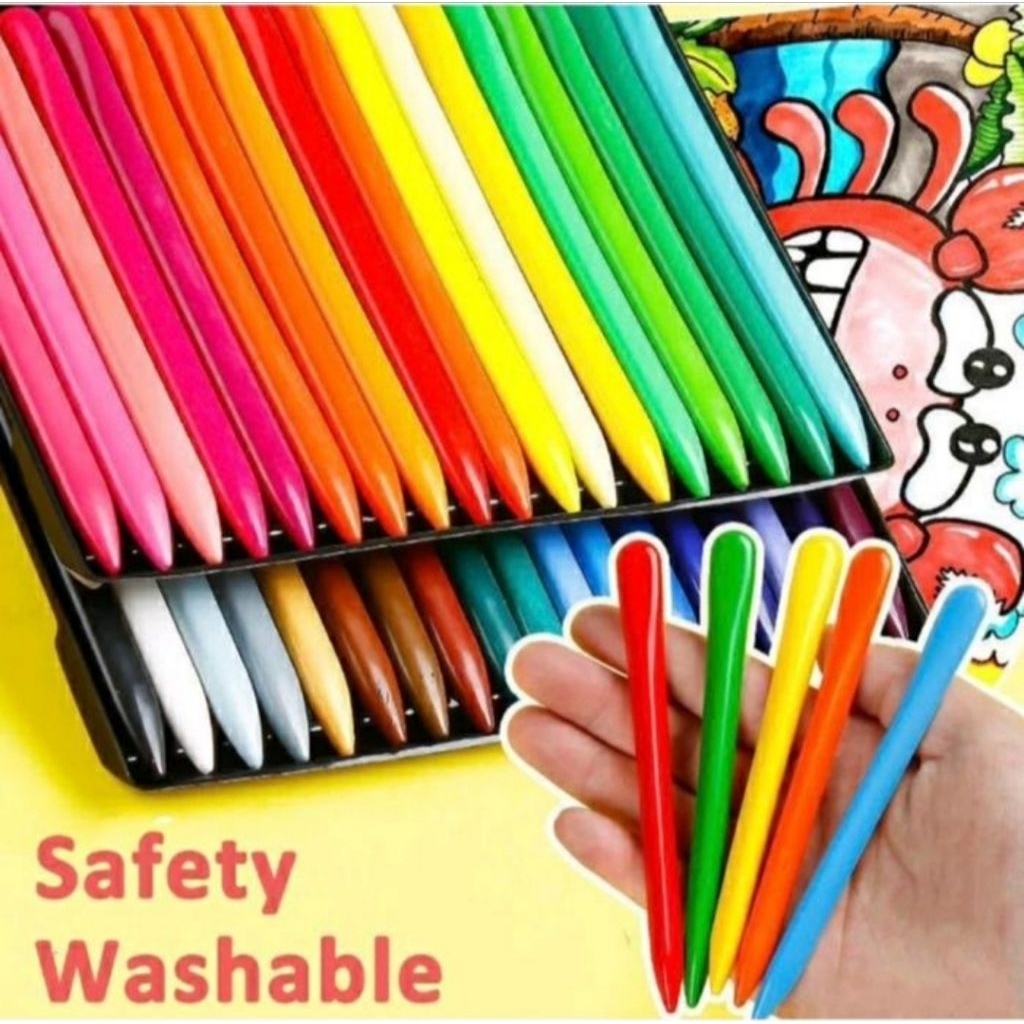 

Crayon Anti Kotor isi 36/Krayon Warna Safety Washable/Crayon Tidak Luntur di Tangan/Krayon Unik