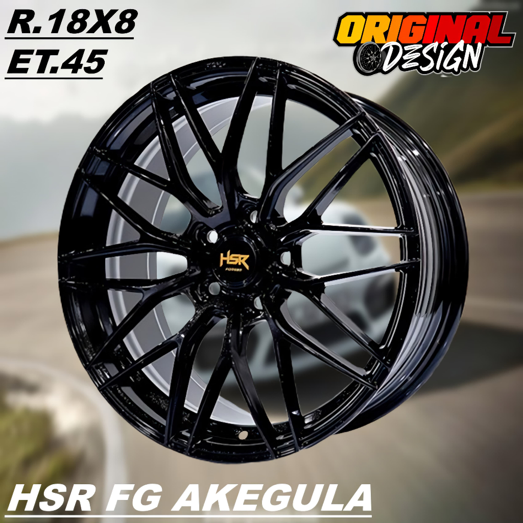 Pelek Mobil CRV, HRV, CAMRY, ACCORD, Ring 18 Lubang 5 Velg HSR FG AKEGULA R18 Hitam
