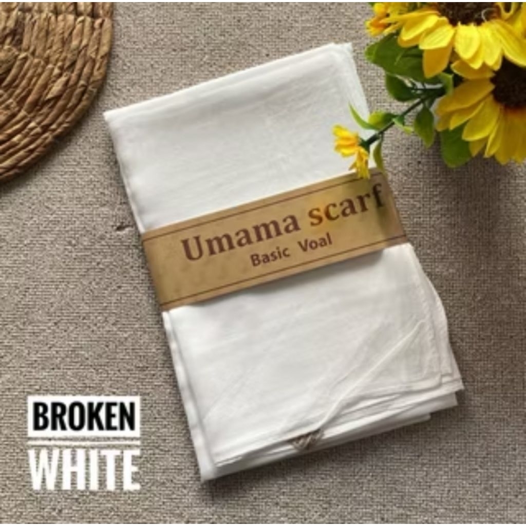 UMAMA SCARF HIJAB SEGI EMPAT SEMU PUTIH POLOS / JILBAB UMAMA VOAL MURAH / KERUDUNG SEGIEMPAT UMAMA J