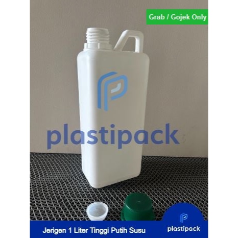 Jerigen HDPE 1 Liter Tinggi - Putih Susu - Grab/Gosend Only