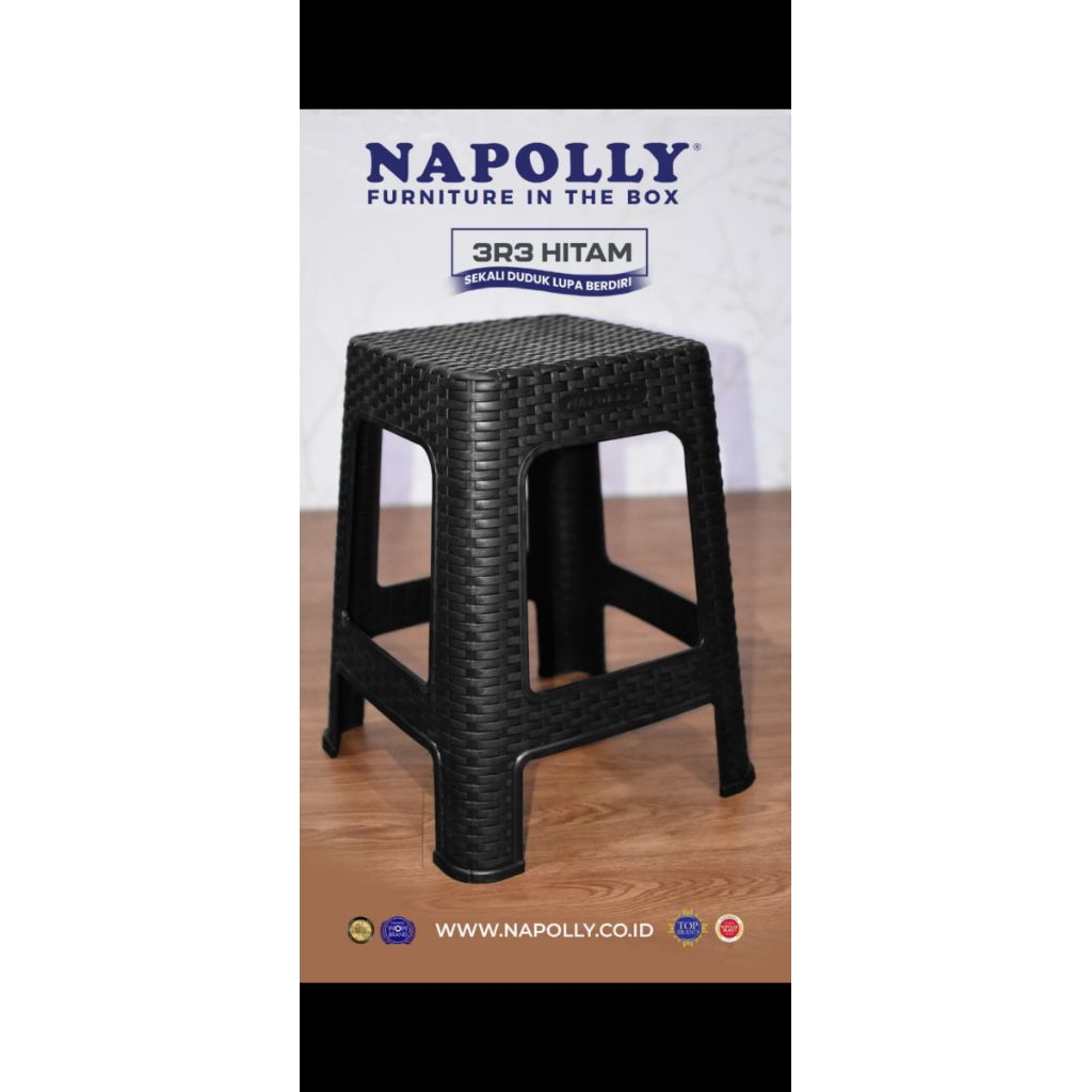 KURSI PLASTIK NAPOLLY/kursi baso rotan motif anyam/kursi baso rotan warna hitam/kursi plastik merk N