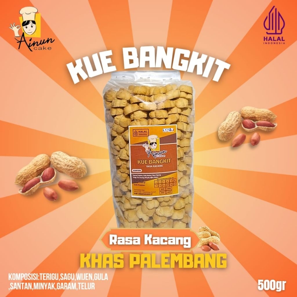 

kue bangkit ainun cake rasa kacang oleh oleh khas palembang 500 gr / kue lebaran /kue kering /snack /camilan /cemilan/makanan ringan /tanpa pengawet/tanpa pewarna /alami /halal /viral /jajanan legend /gurih/manis/bingen/cookies/pastry/hampers idul fitri