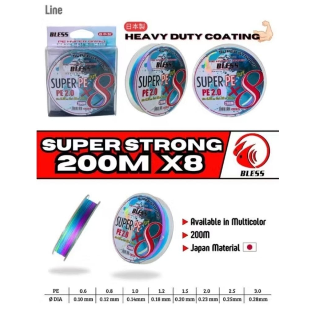 Senar Pancing PE BLESS SUPER PE X8 200meter