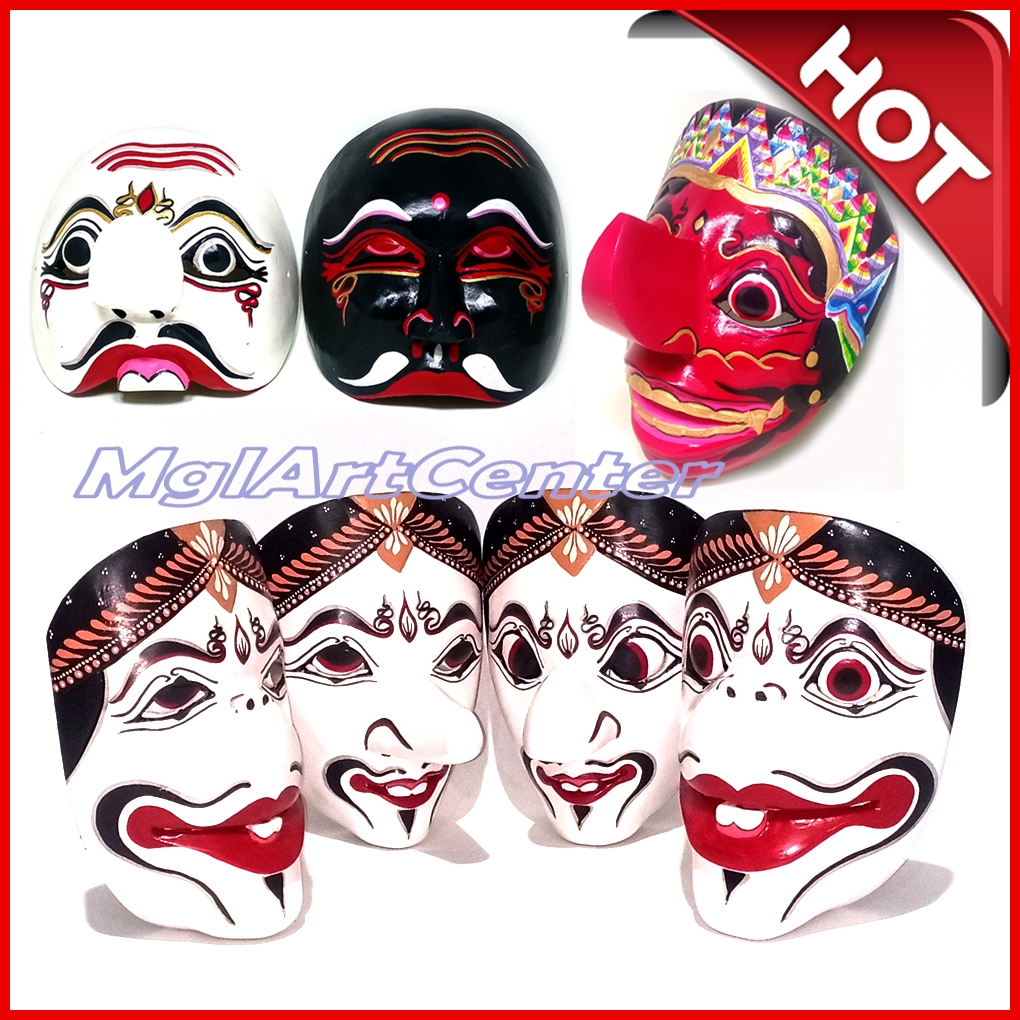 Topeng Wayang Punokawan Semar Gareng Petruk Bagong, Topeng Pentul Tembem & Topeng Buto Cakil - Hiasa