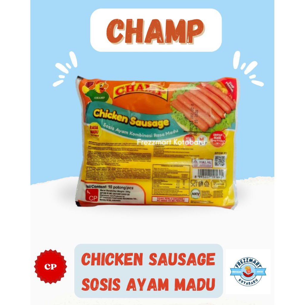

CHAMP Sosis Ayam Kombinasi Madu / Chicken Sausage 10 pcs / Frezzmart Kotabaru