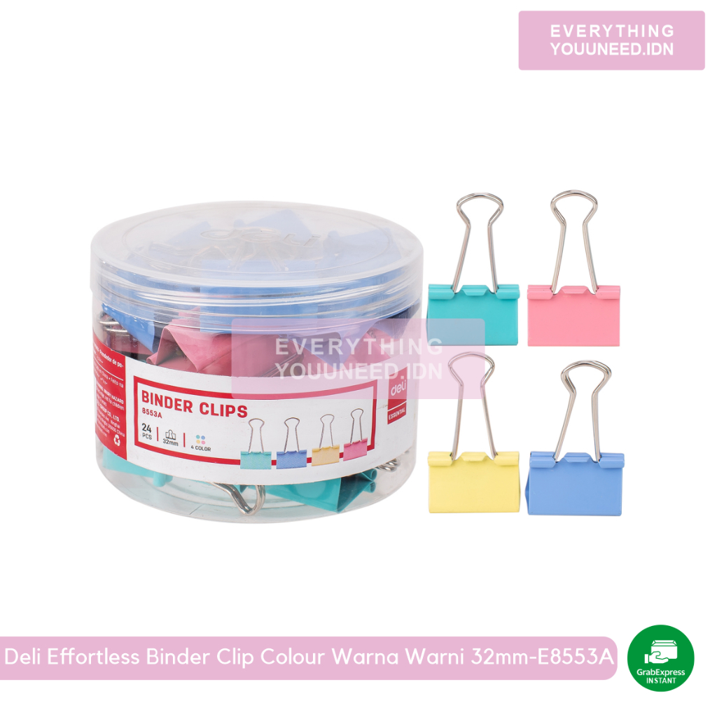 

Deli Effortless Binder Clip Colour Warna Warni 32mm - E8553A