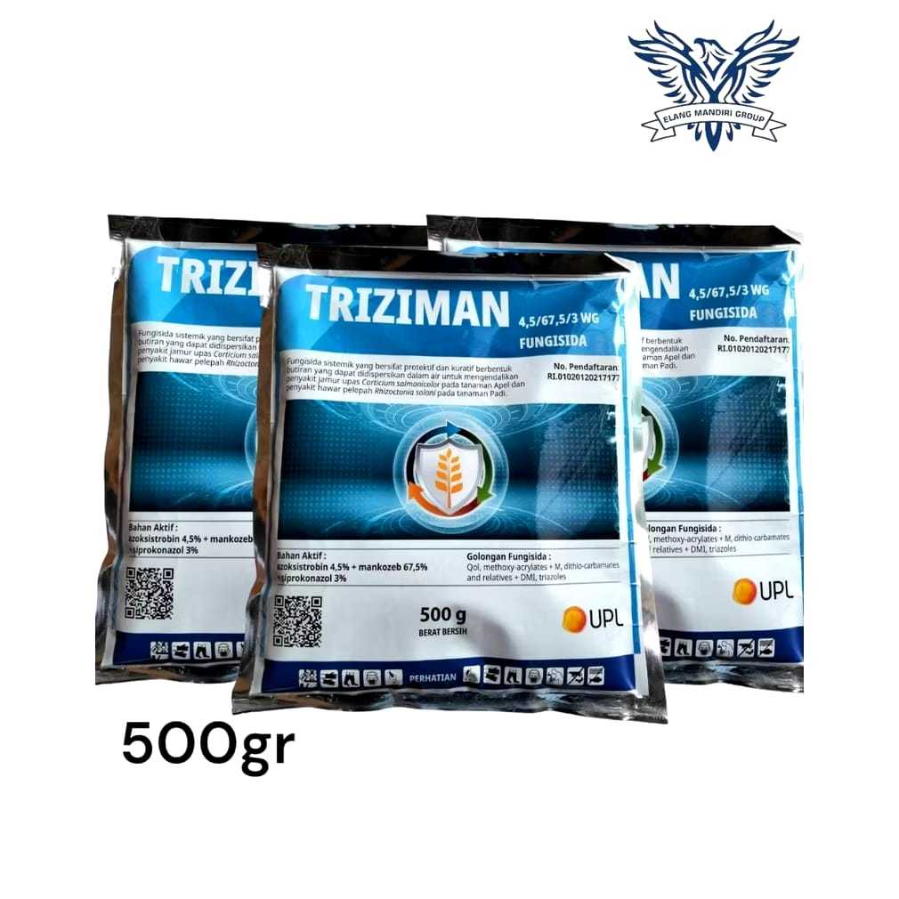 Fungisida TRIZIMAN 4,5/67,5/3 WG 500 Gram Bahan Aktif azoksistrobin 4,5% mankozeb 67,5% siprokonazol