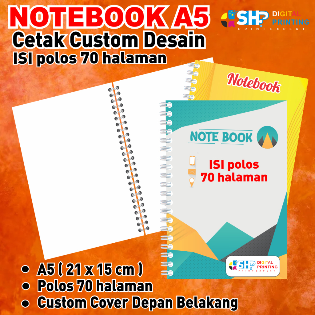 

NoteBook A5 Isi 70 Halaman Custom Desain Cover