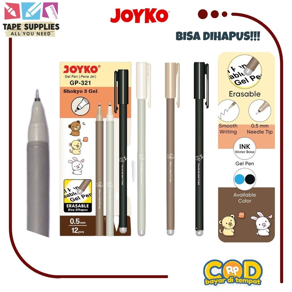 

(12 Pcs) Pulpen Bisa Hapus JOYKO ERASABLE PEN GP-321