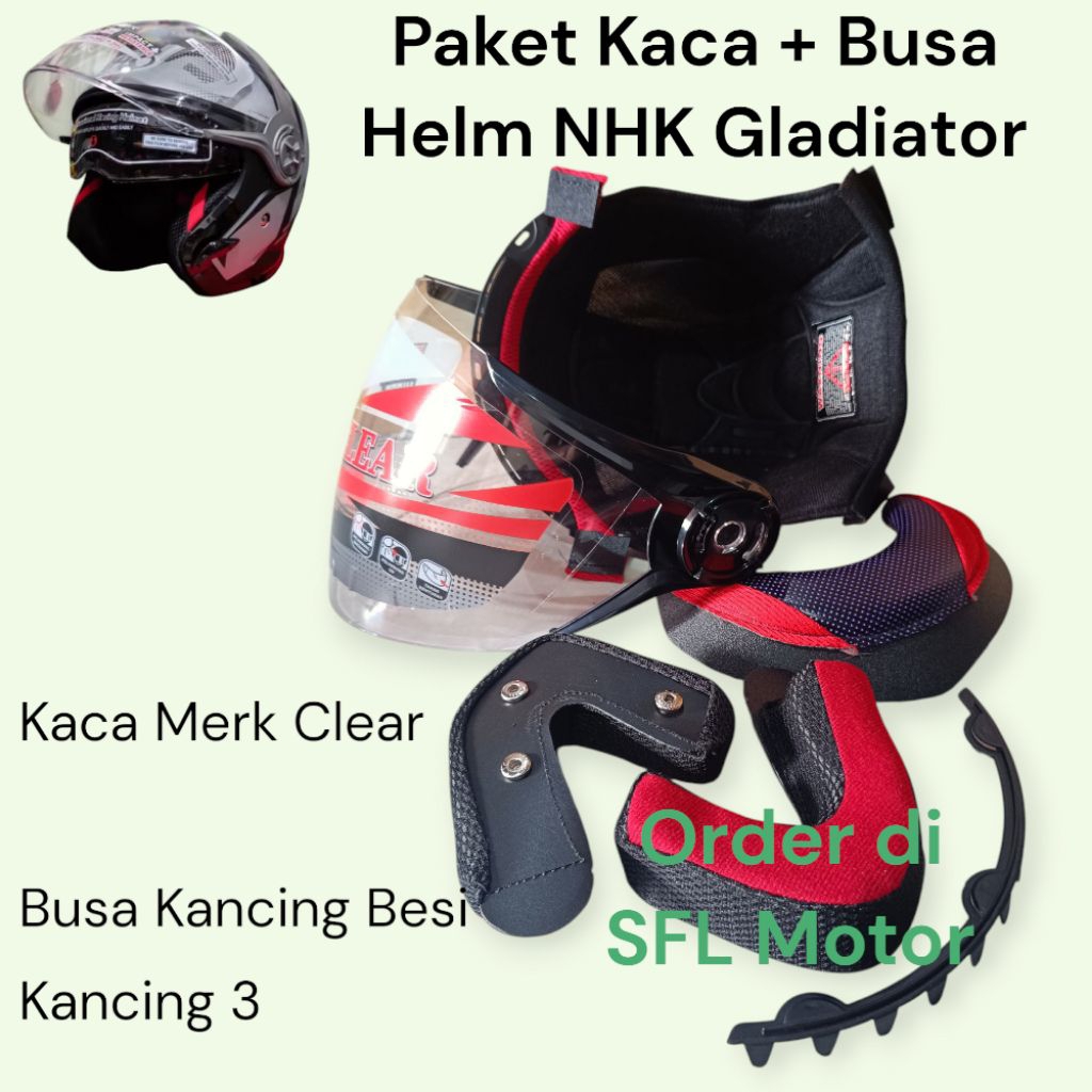 Paketan Service Helm NHK Gladiator Kaca visor NHK Gladiator Busa Spon Helm NHK Gladiator
