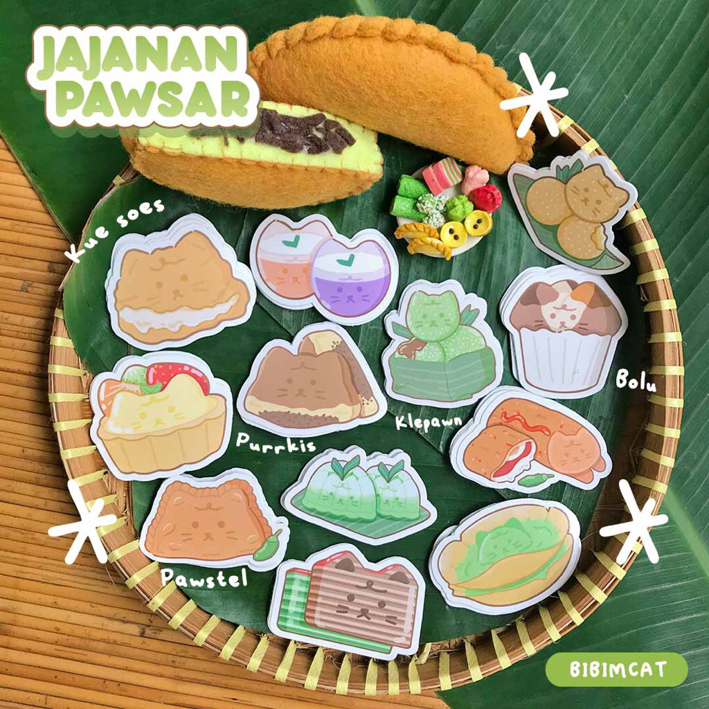 

Bibimcat - Jajanan Pasar Vynil Die Cut Sticker / Stiker Lucu Tema Kucing