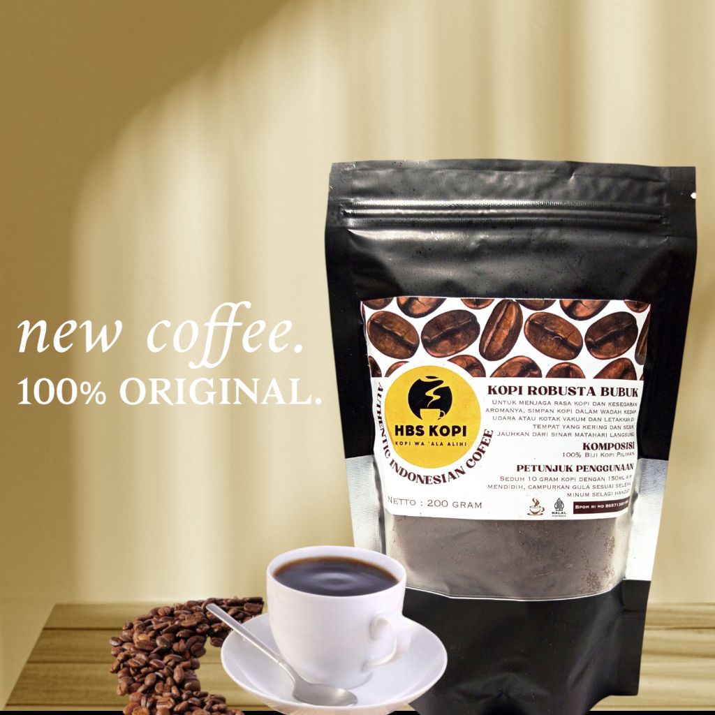 

HBS coffee dengan bubuk yang berkualitas dengan kemasan 200gram