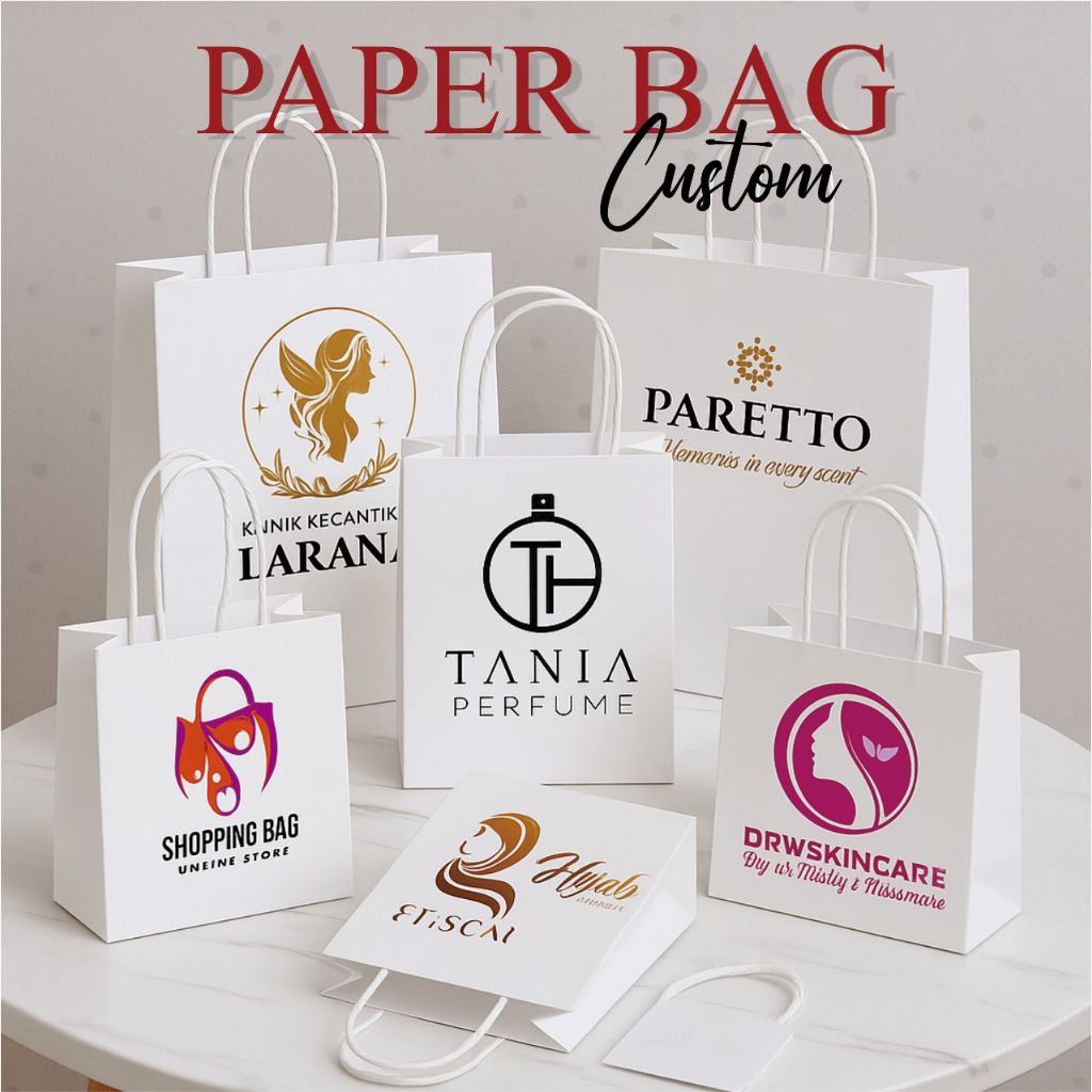

(CUSTOM FULL WARNA) Paper bag Custom all size - Olshop, toko, skincare dan kebutuhan lainnya