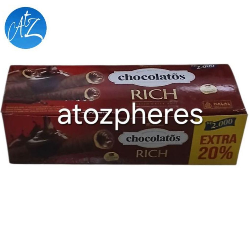 

Wafer gulung lapis coklat cokelat halal MUI GarudaFood chocolatos RICH Chocolate Coated Wafer Roll isi 12pcs