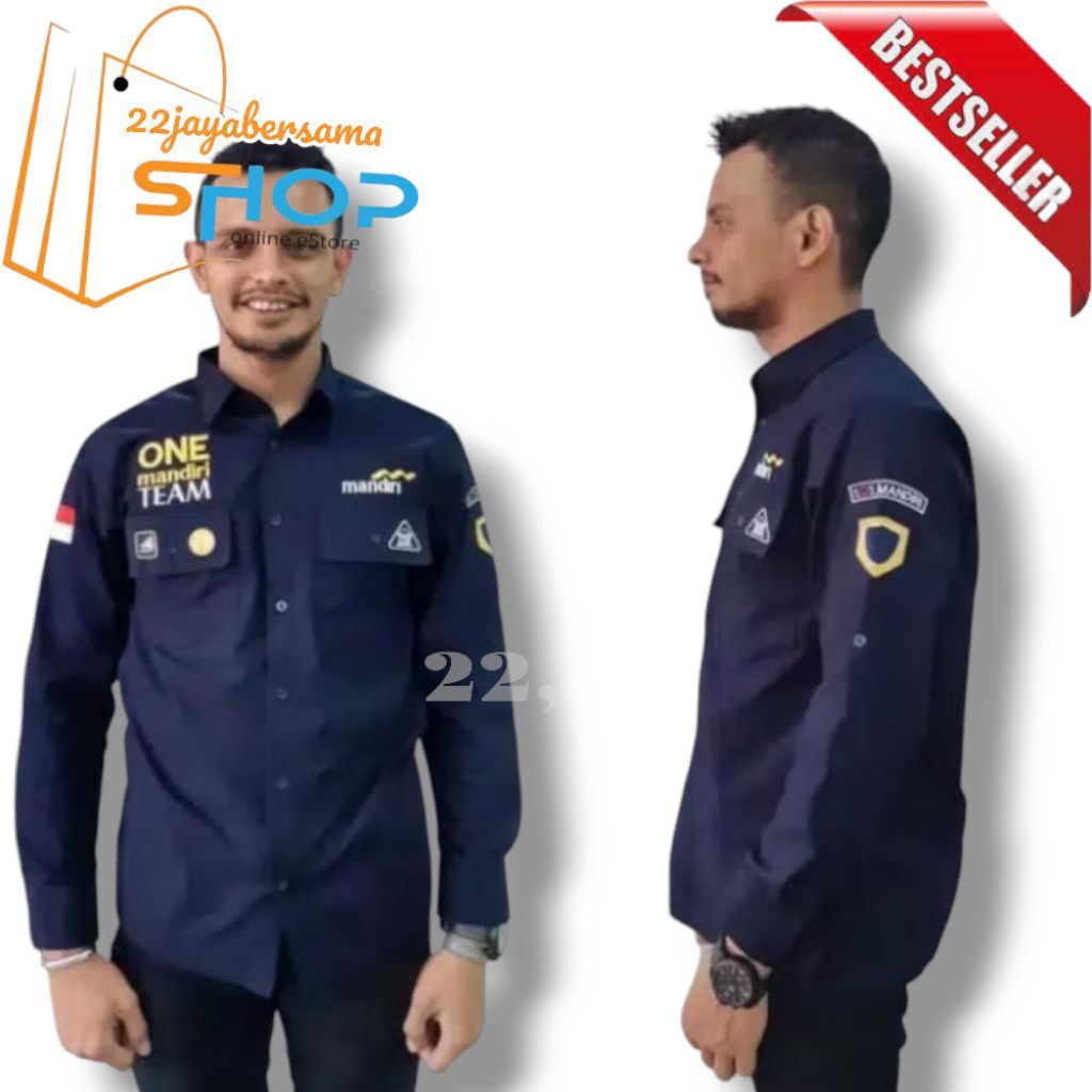 Kemeja Seragam Mandiri One Team • Baju Bank One Mandiri Team Terbaru Full Bordir