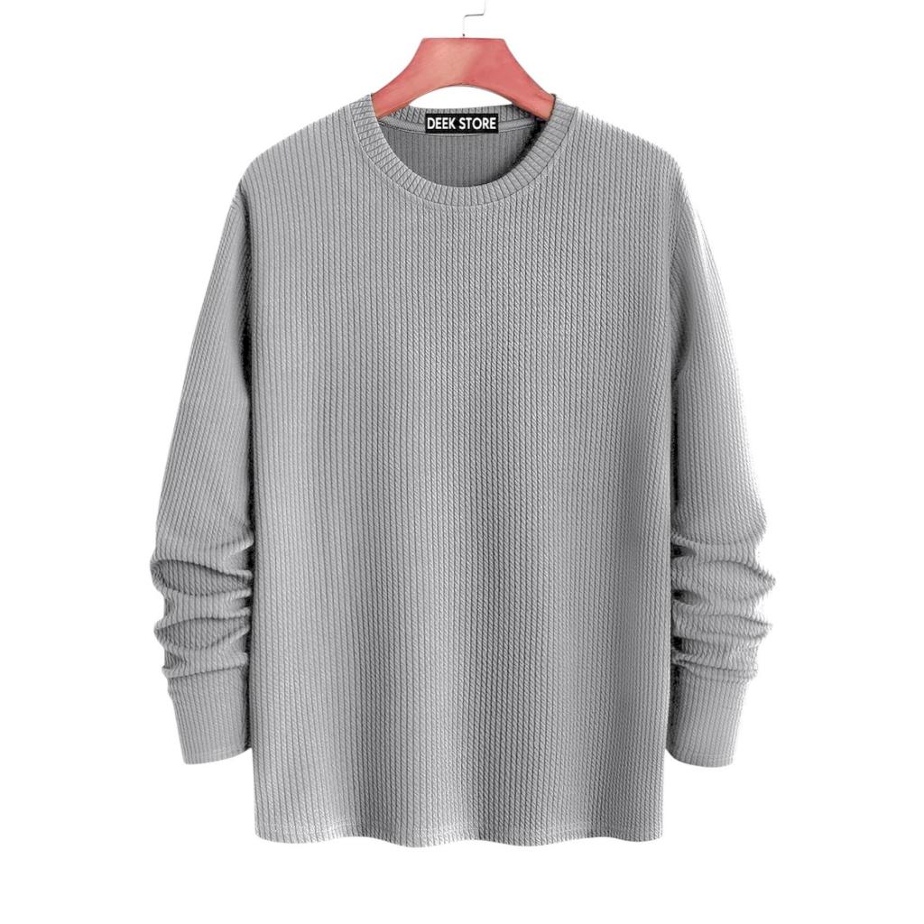 NAD ID KAOS WAFFLE KNIT LENGAN PANJANG/KAOS OBLONG KNIT PRIA POLOS/KAOS WAFFLE KNIT TERLARIS