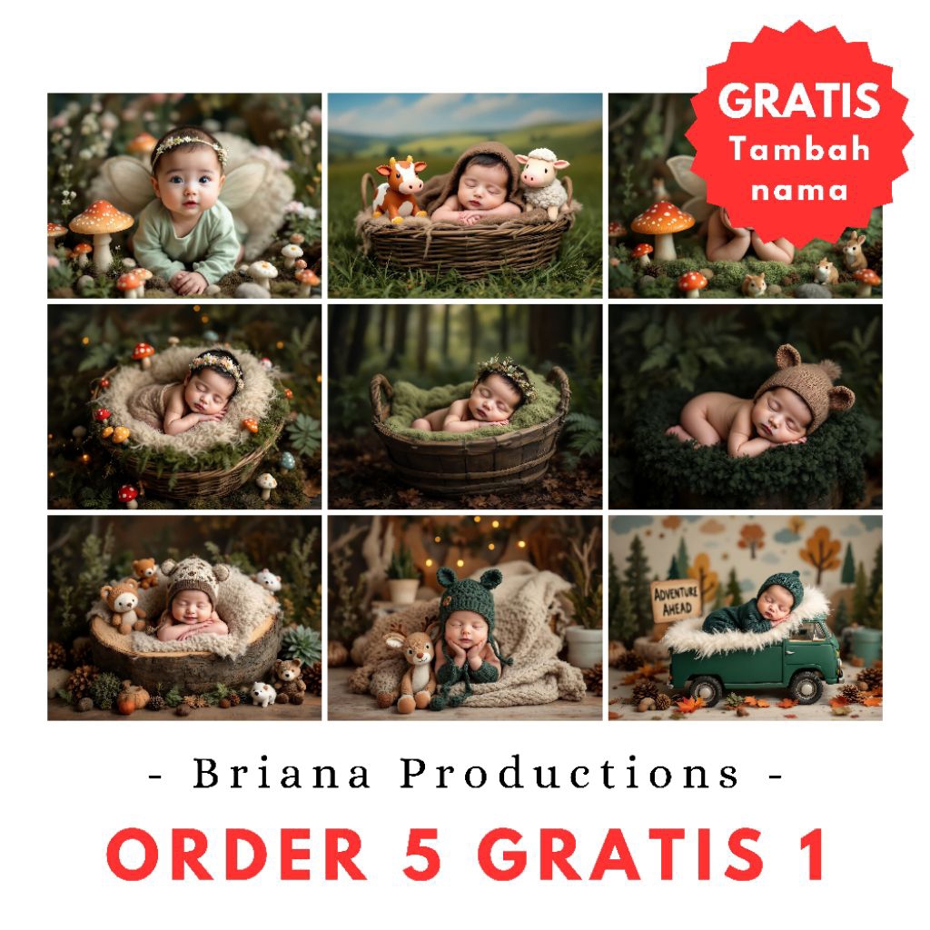 Jasa Edit Foto Bayi Newborn Premium Ala Studio Perempuan Laki-laki -  Islami Muslim Adat Jawa Aqiqah