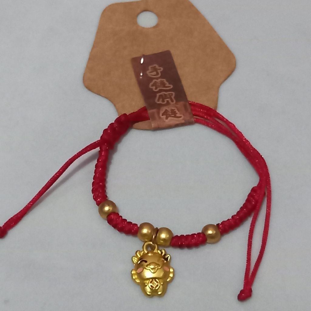 gelang tali merah naga emas lucu