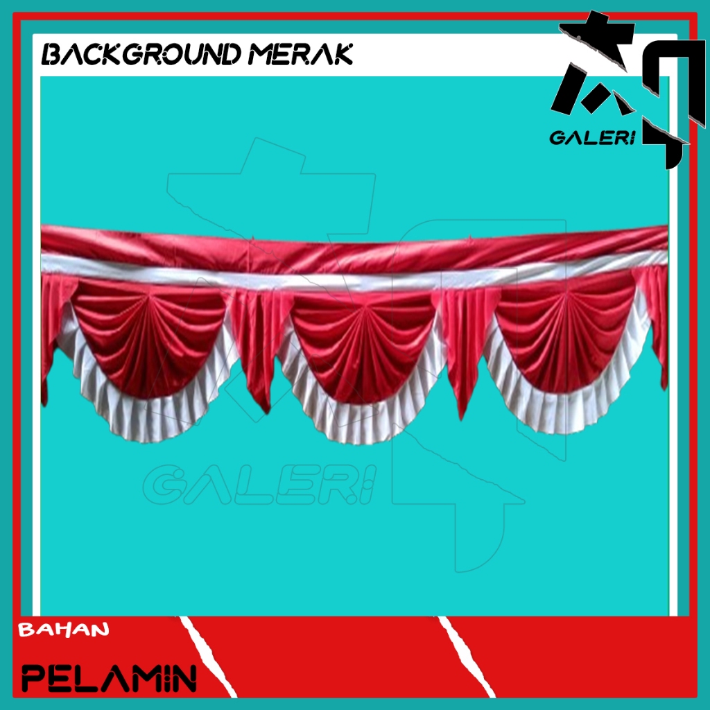 Bendera Latar Belakang Merah Putih Ukuran 4-8 Meter dengan Efek Gelombang untuk Dekorasi