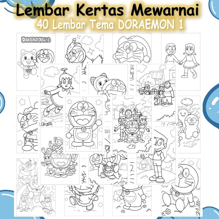 

Kertas Gambar 40 Lembar - Kertas Mewarnai Tema DORAEMON Bag.1 - Coloring Pages A4 A5
