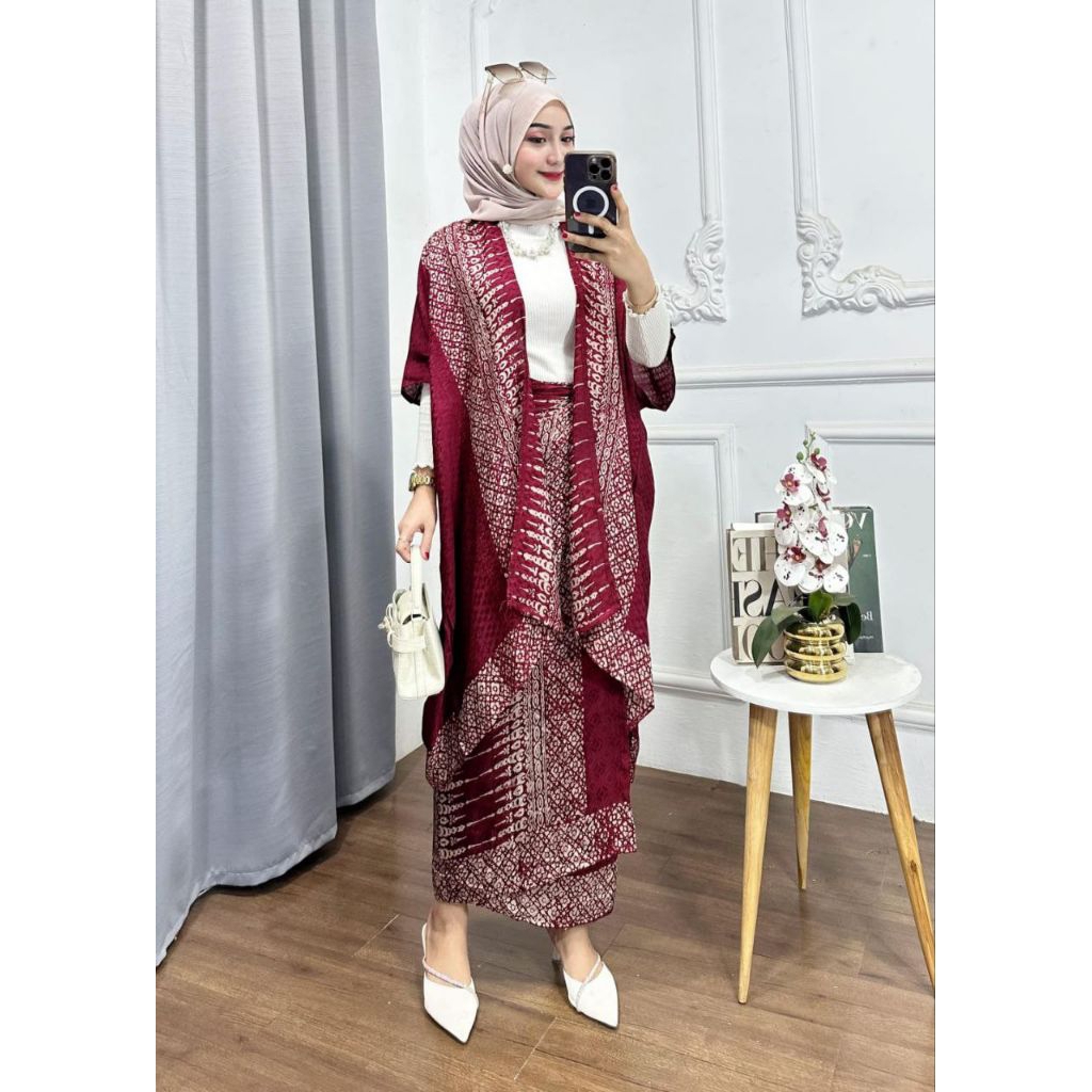 koleksibatik24 set outer dan rok lilit viskos cap setelan outer dan rok oneset outer viscose dan rok