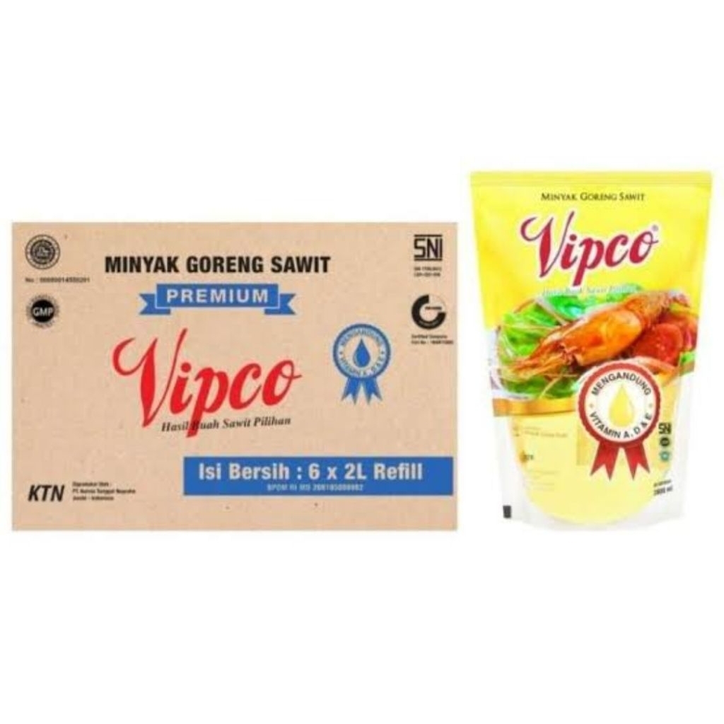

VIPCO MINYAK GORENG PREMIUM POUCH REFILL 2 LITER / 1 LITER / 500 ML / 1 DUS ISI 6 POUCH / ISI 12 POUCH / ISI 24 POUCH