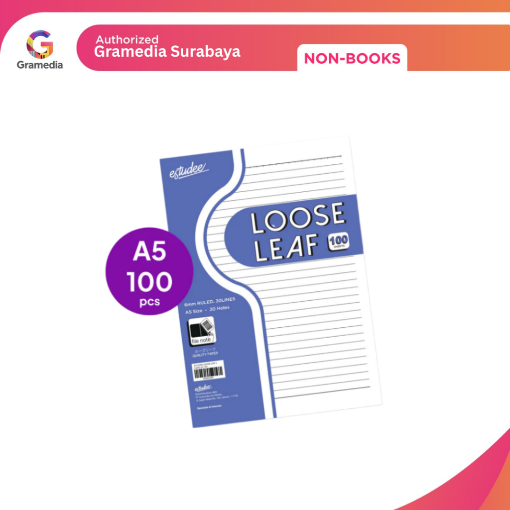 

Gramedia Surabaya NB - ESTUDEE LOOSE LEAF J GARIS A5 100