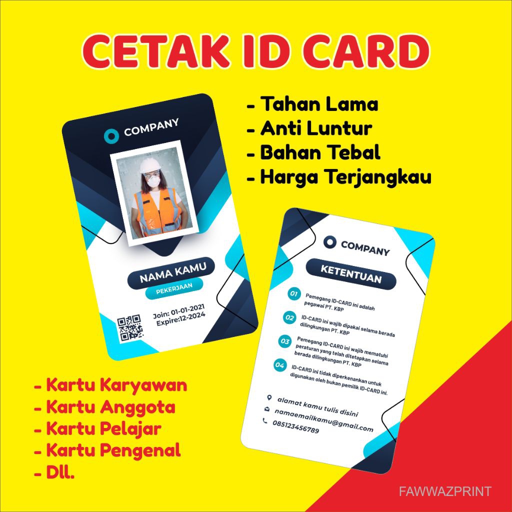 

CETAK ID CARD BAHAN TEBAL ANTI LUNTUR