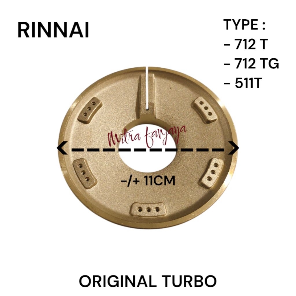 BURNER KUNINGAN / SUMBU API KOMPOR GAS RINNAI TURBO ORIGINAL RI 712T / RI 712TG / RI 511T
