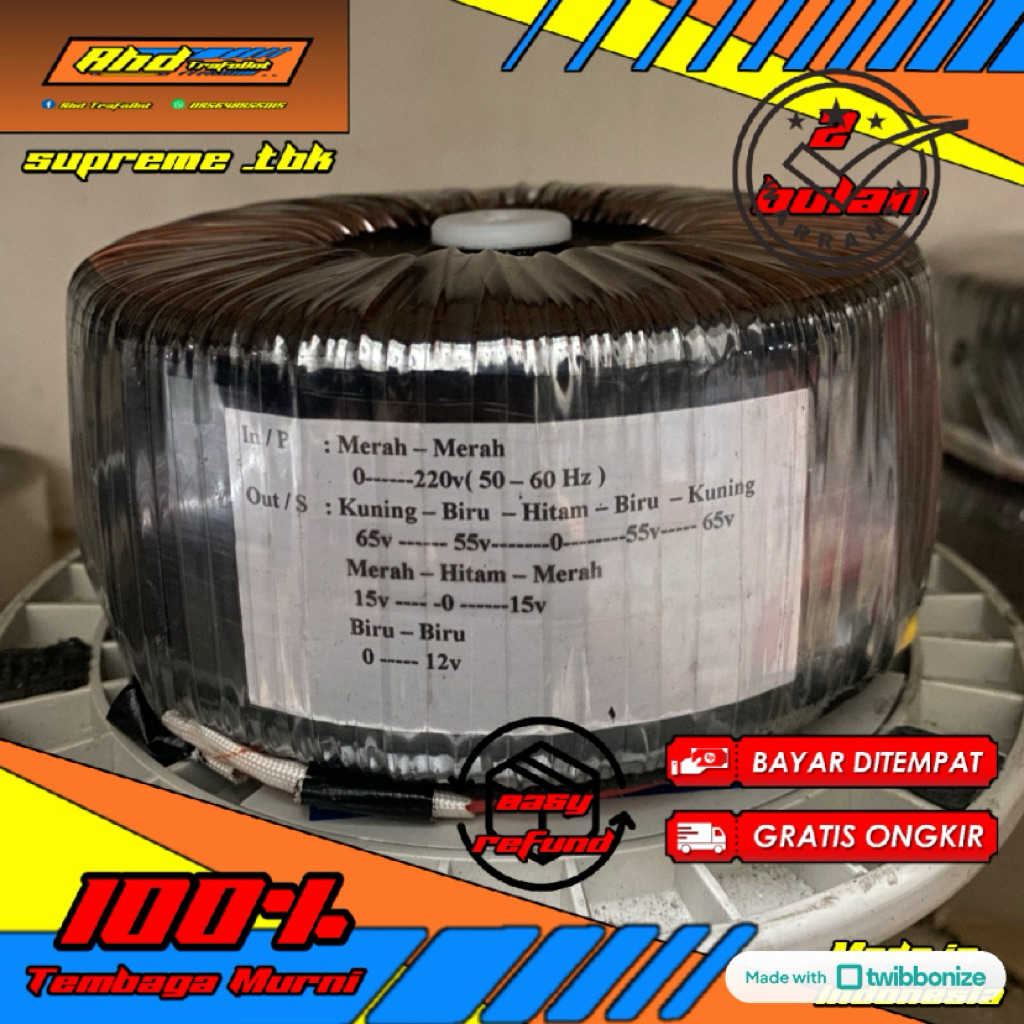trafo donat 10A ct65 tembaga murni full supreme