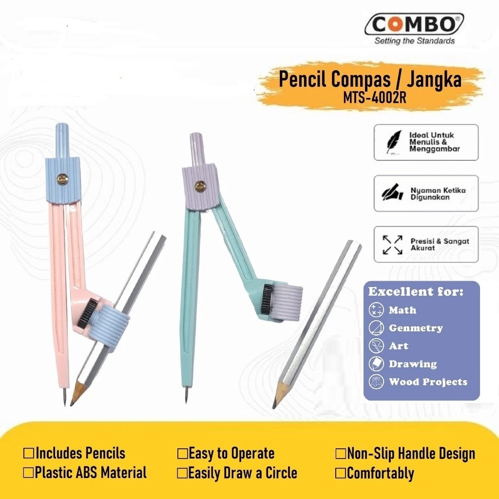 

Jangka Compass / Jangka Matematika / Pencil Compass / Jangka Set Pensil MTS-4002R Combo
