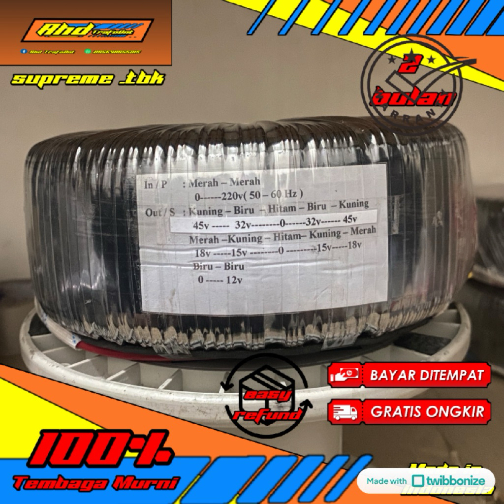 trafo donat 20A ct45 tembaga murni full supreme