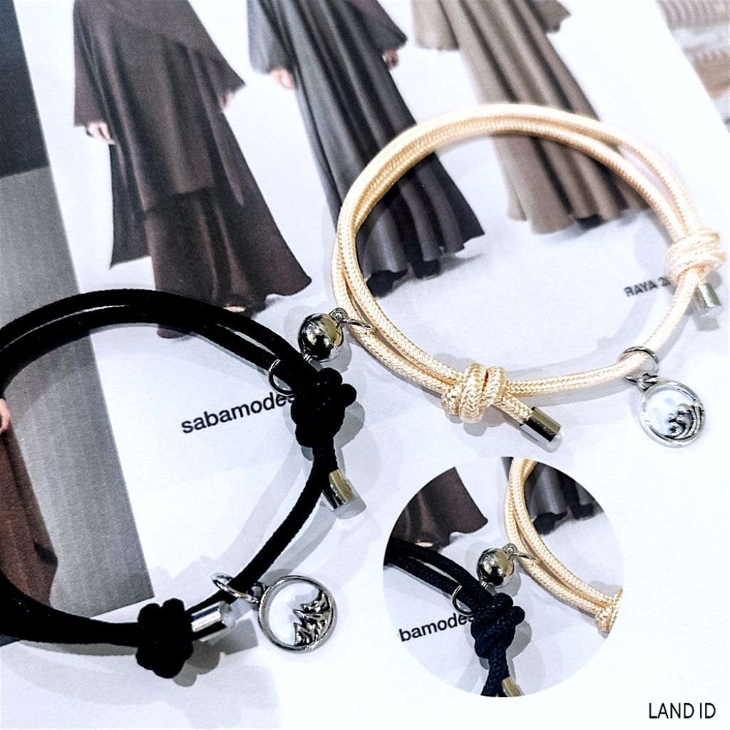 LAND ID [ISI 2 PCS] Set Gelang Tangan Couple Magnet Atract Persahabatan | Gelang Couple Unisex