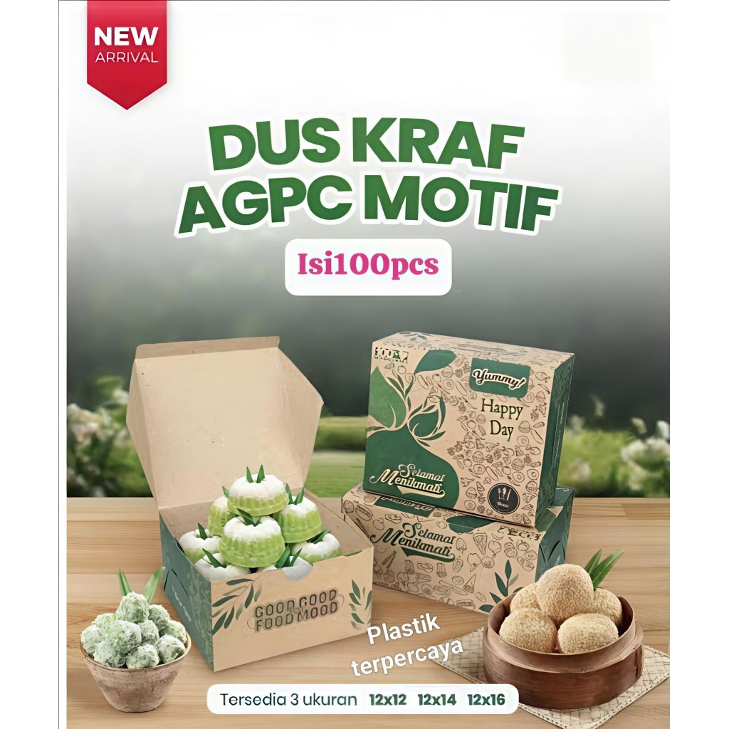 

Snack Box 12x12cm 12x14cm 12×16cm Isi 100lembar /Dus Kue Bahan Kraft / Dus Snack