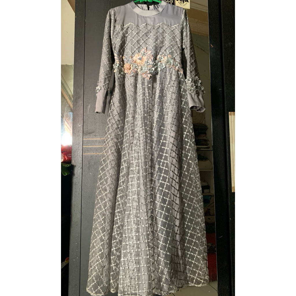 DRESS GAMIS LEBARAN KONDANGAN ABU