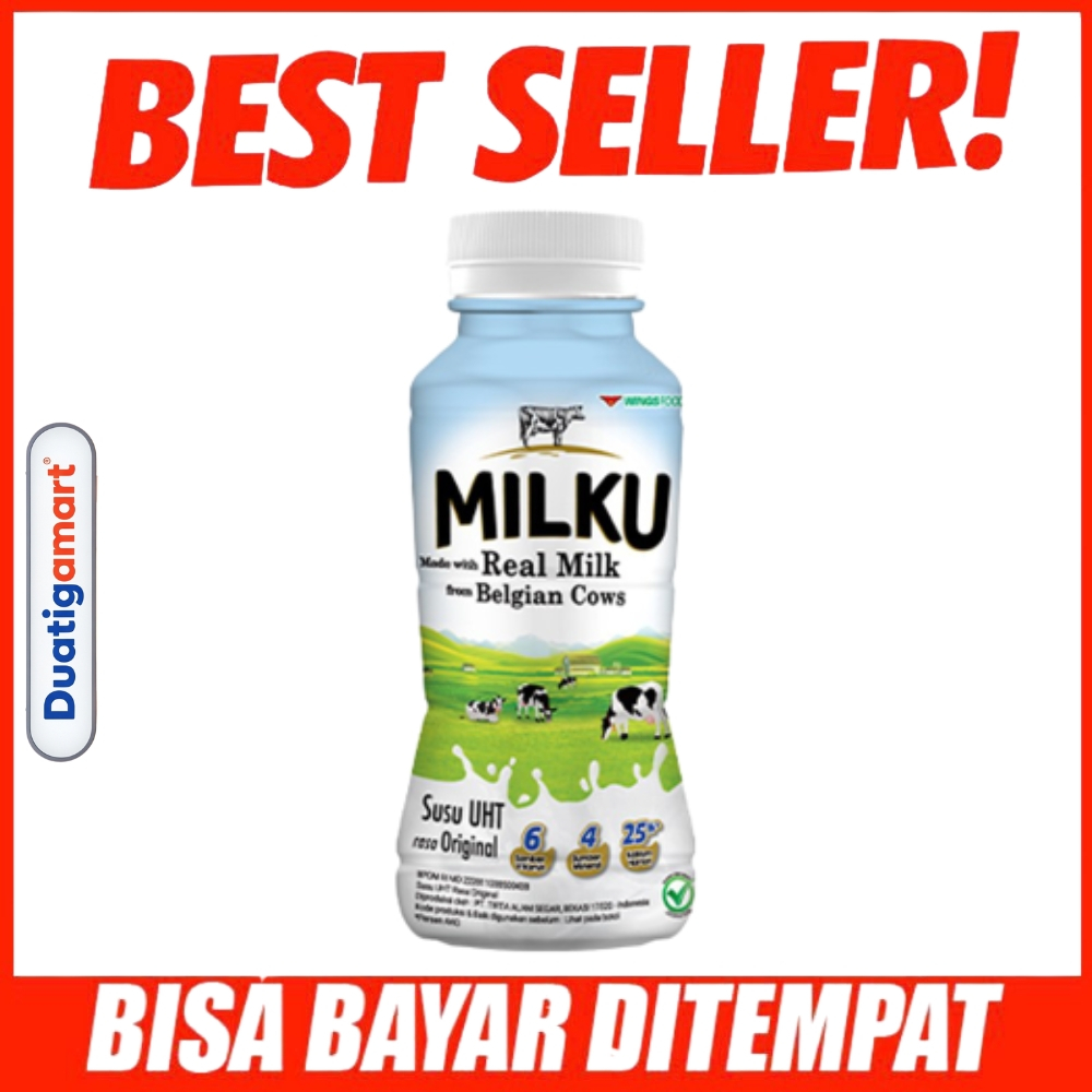 

Milku Milkku Milk Ku Susu UHT Cair Original Minuman Botol 200ml