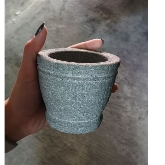 Satu Set Lumpang Batu Asli Mini / Kecil Ukuran 10 Cm alat dapur untuk menghaluskan bumbu masakan