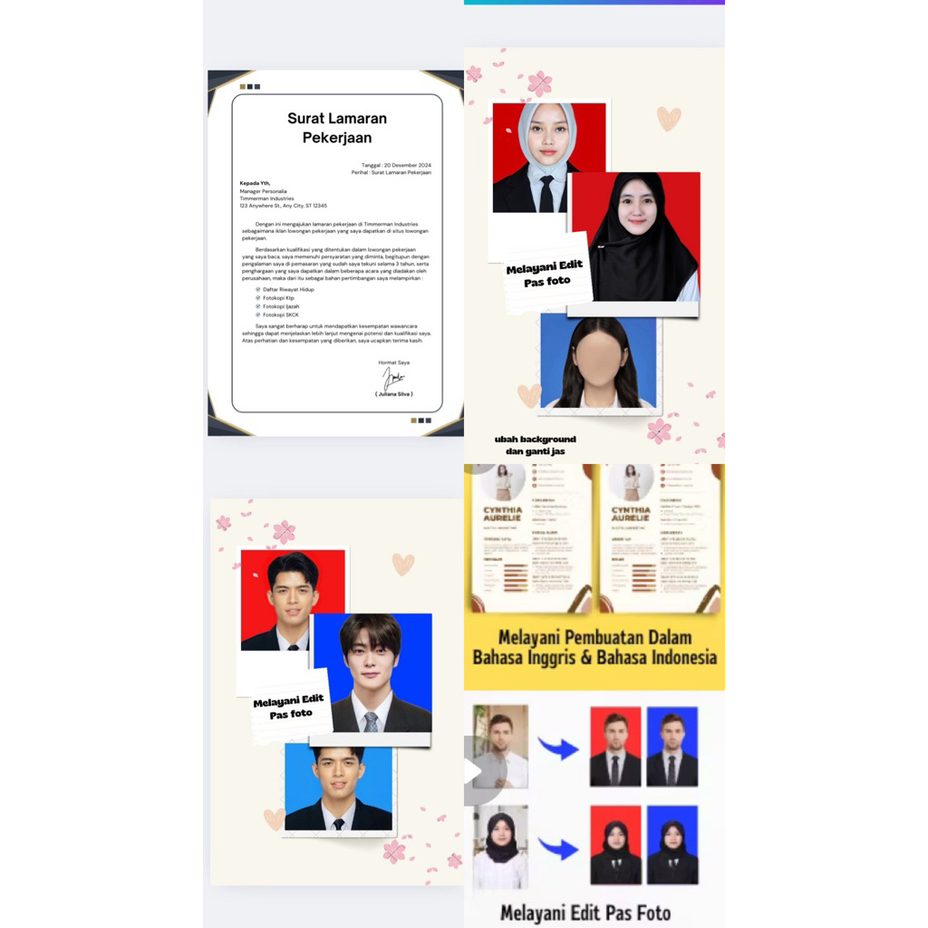 Paket Jasa Lengkap: CV ATS, Surat Lamaran Kerja, dan Edit Pas Foto