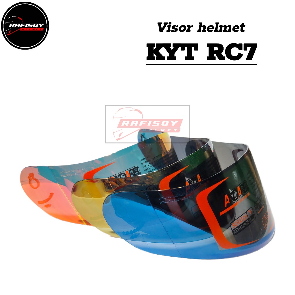 Flat visor helmet KYT RC7 | kaca helm kyt RC 7 warna iridium red gold silver blue bening hitam