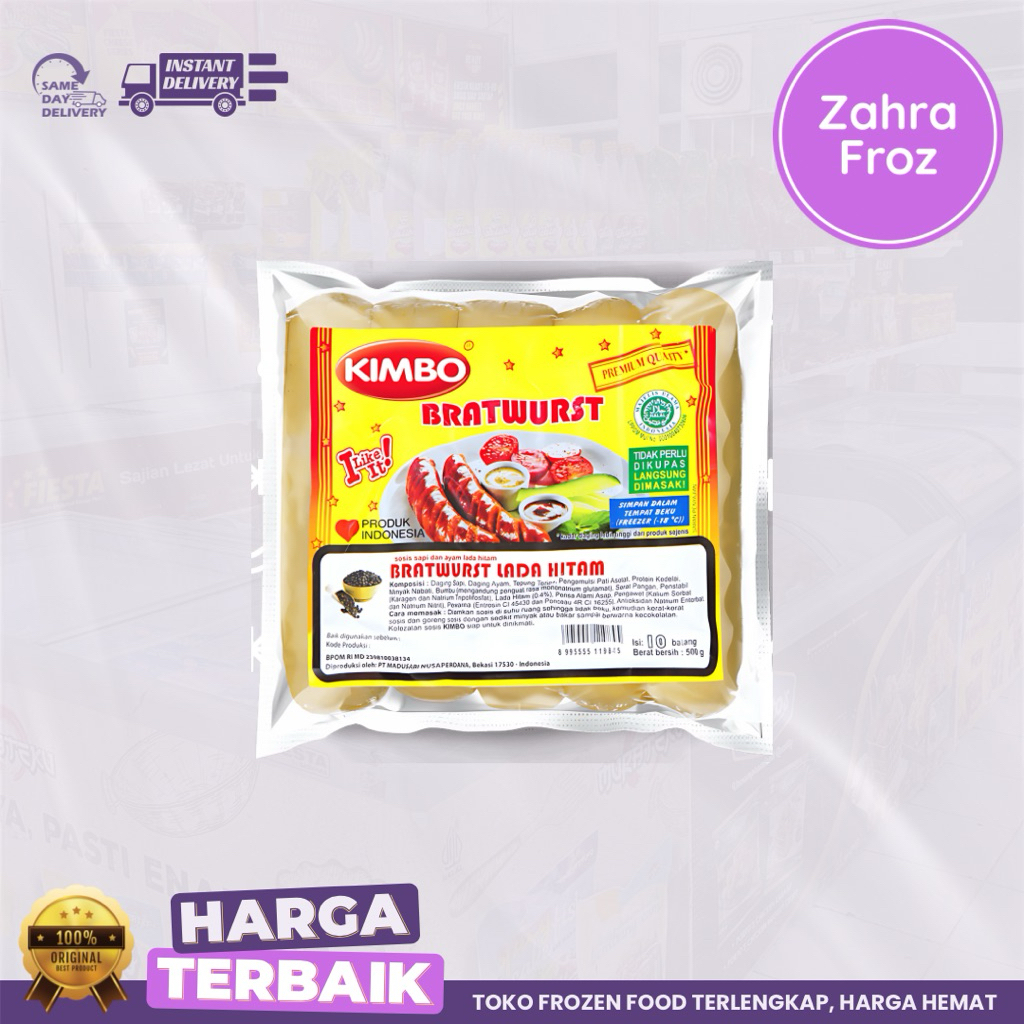 

KIMBO SOSIS BRATWURST LADA HITAM 500 GR ISI 10