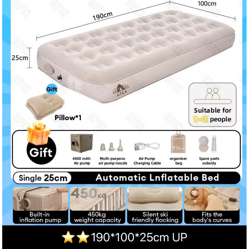 kasur angin pompa otomatis outdoor Kasur pompa lipat kasur tip Queen kasur angin camping perjalanan 